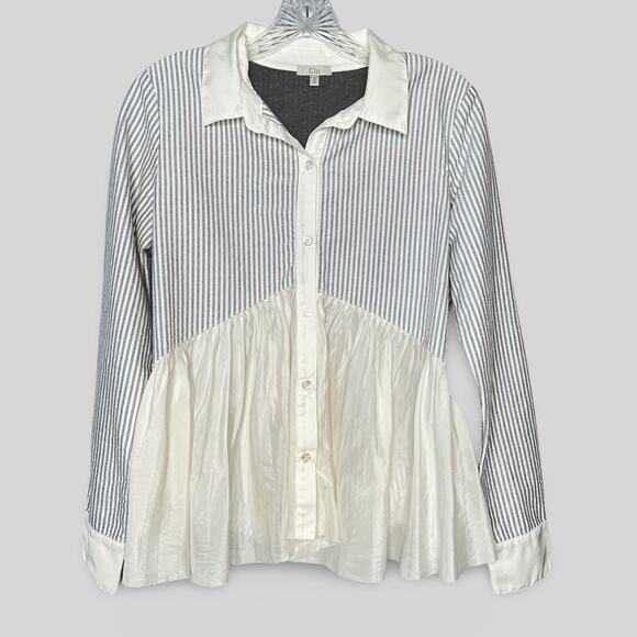 Clu Striped Button Down Blouse - Picture 1 of 5